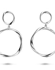 Zilveren gerhodineerde oorhangers gedraaid 66 mm - 1341735