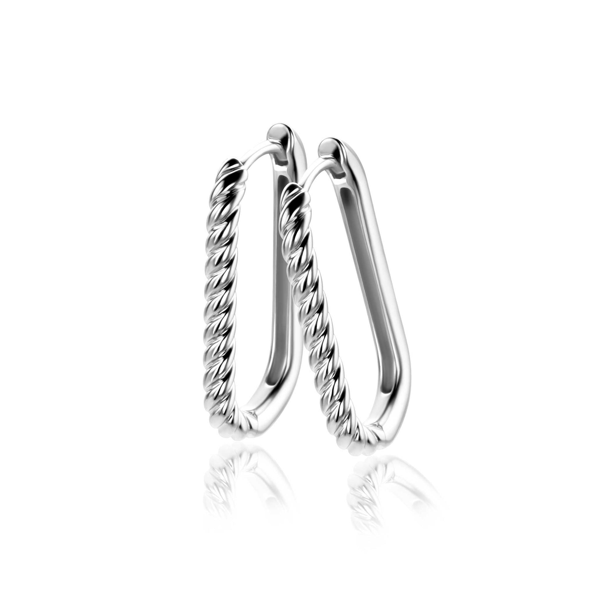 Zinzi 24mm zilveren oorringen in ovale vorm met gedraaide buis en luxe klapsluiting ZIO2692 - PansiteNederland.nl