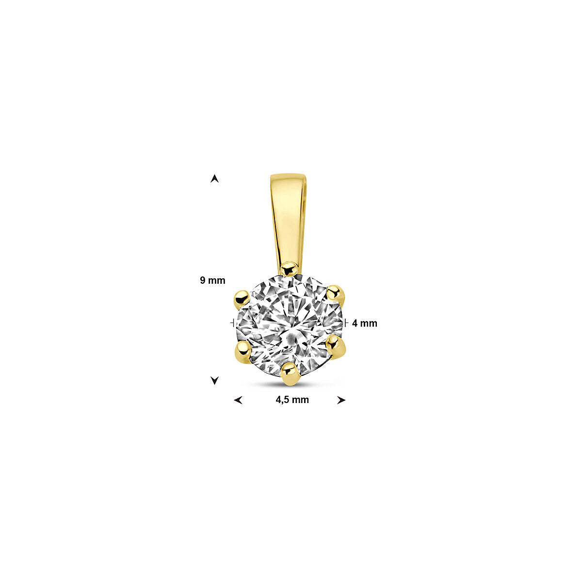 9K Geelgouden 9k hanger zirkonia 9 mm - 8000273 - PansiteNederland.nl