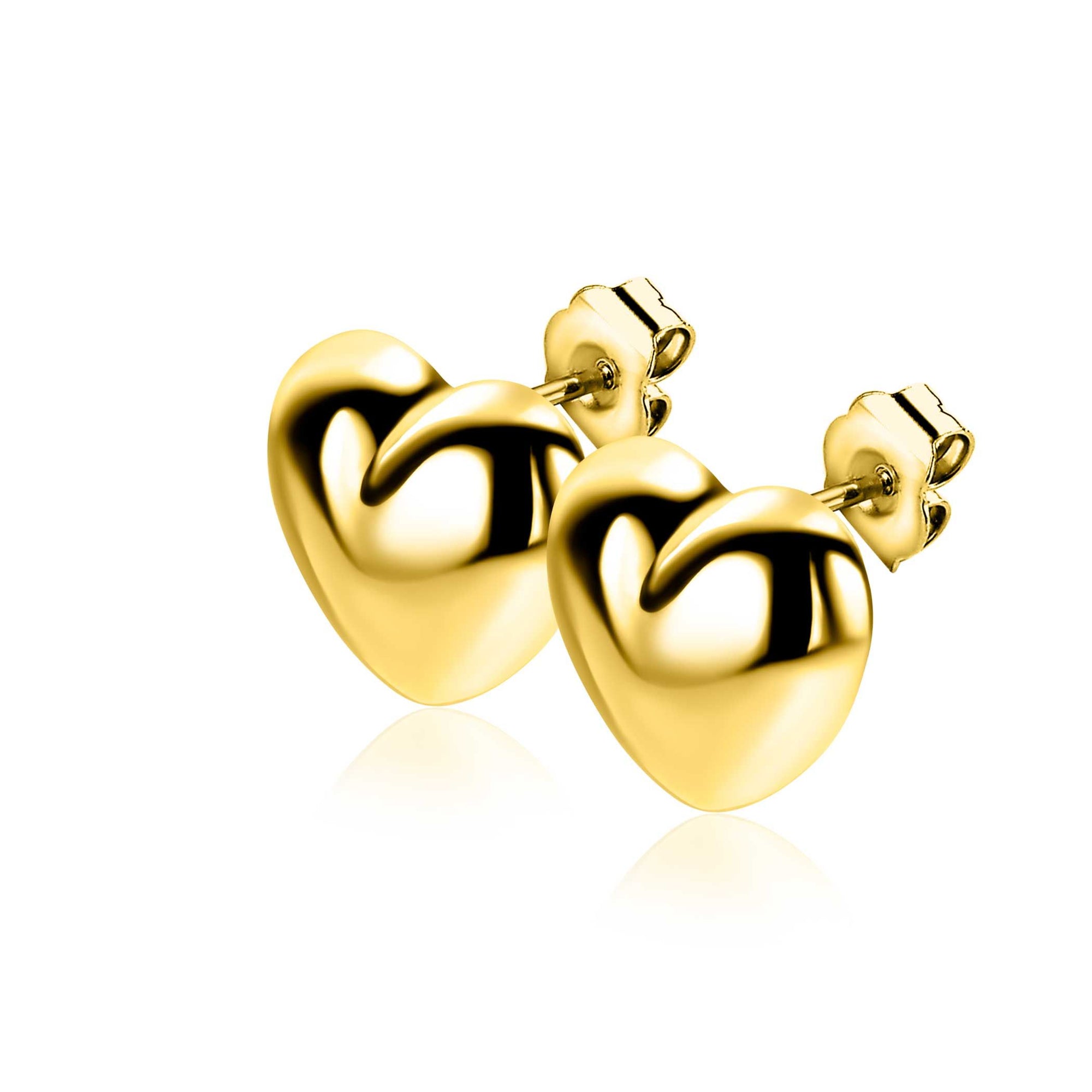 Zinzi 13mm gold plated zilveren oorstekers in bolle hart vorm ZIO2672G - PansiteNederland.nl