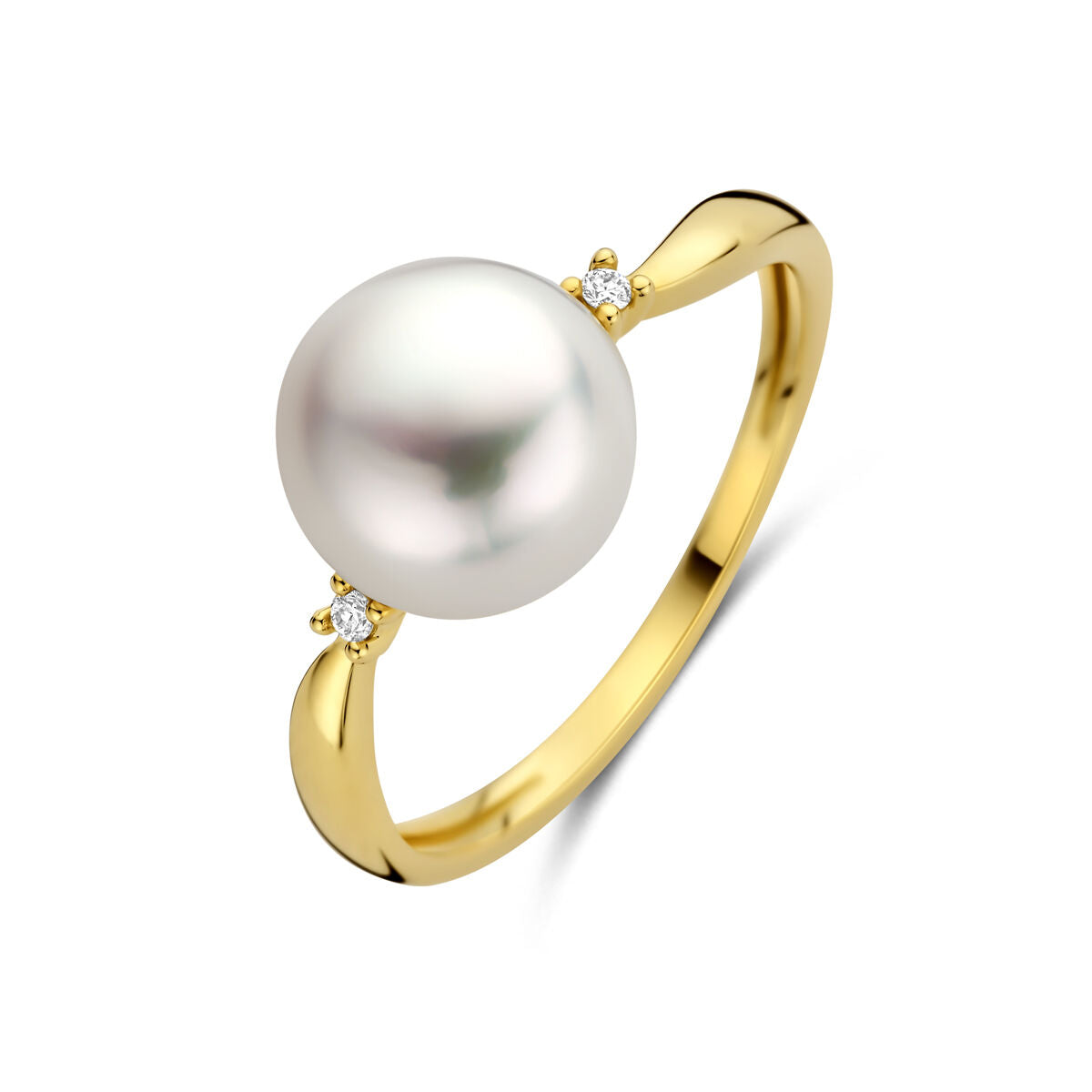 Fantasy Collection Ring parel diamant 0.02ct h p 14K geelgoud