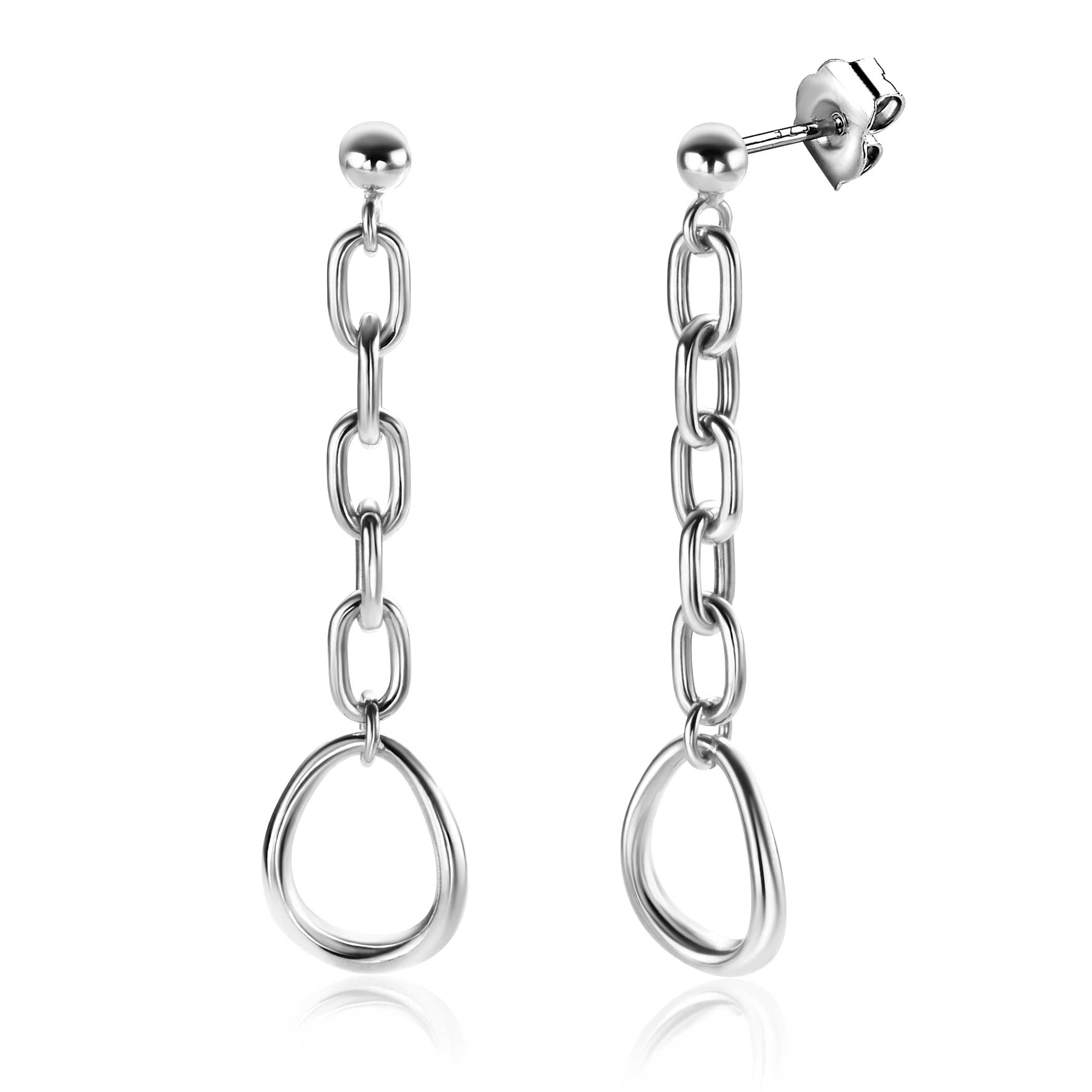 45mm ZINZI zilveren oorbellen met ovale schakels en ovale hanger - ZIO2481