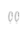 Zilveren gerhodineerde klapoorringen zirkonia 15 mm - 1341916