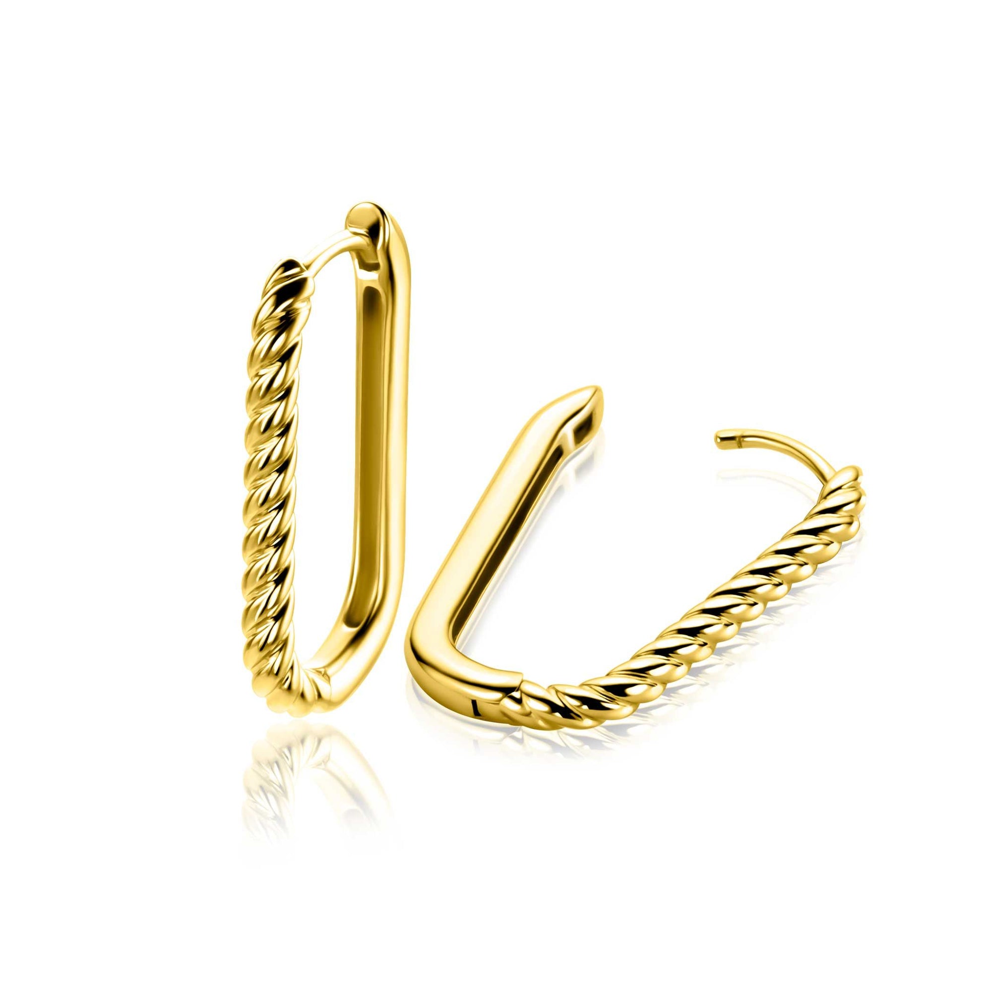 Zinzi 24mm gold plated zilveren oorringen in ovale vorm met gedraaide buis en luxe klapsluiting ZIO2692G - PansiteNederland.nl