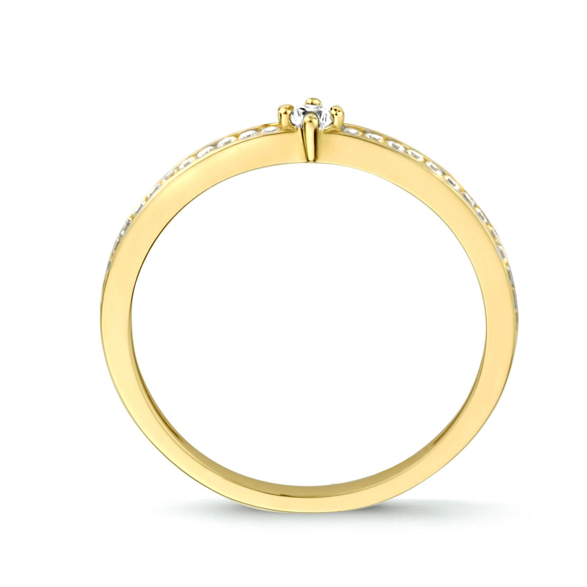 Ring zirkonia 14K geelgoud