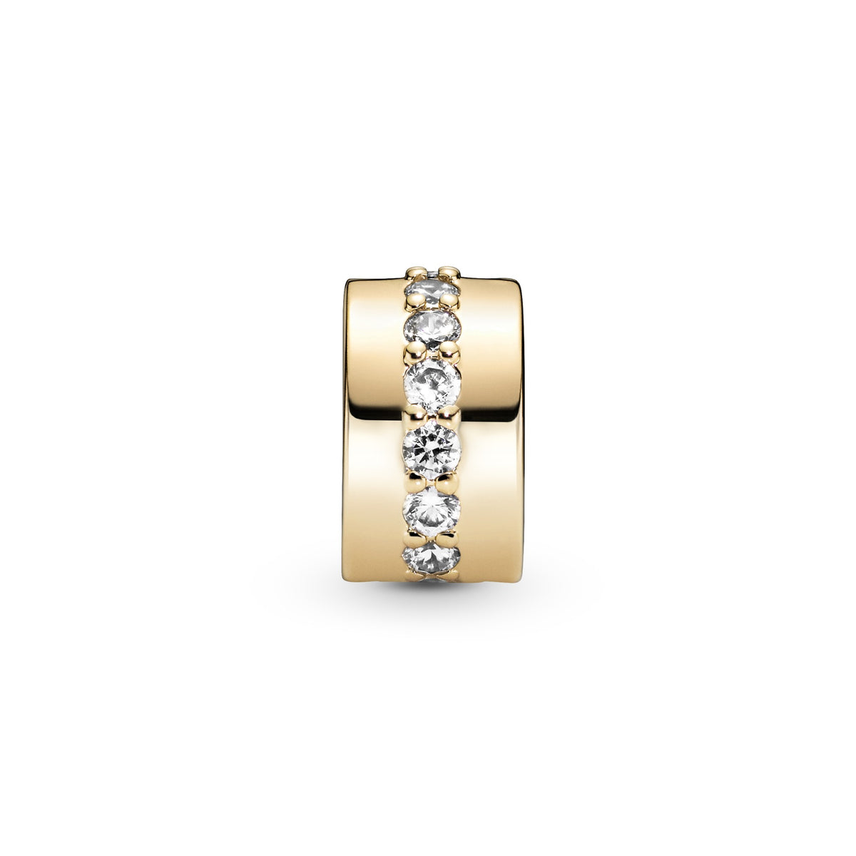Pandora Clear Sparkling Row Clip Bedel 14 karaat goud 759518C01