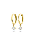 14K geelgouden klapoorringen lab grown diamant 0.25ct 2x 0.125ct h si 18 mm - 4033719