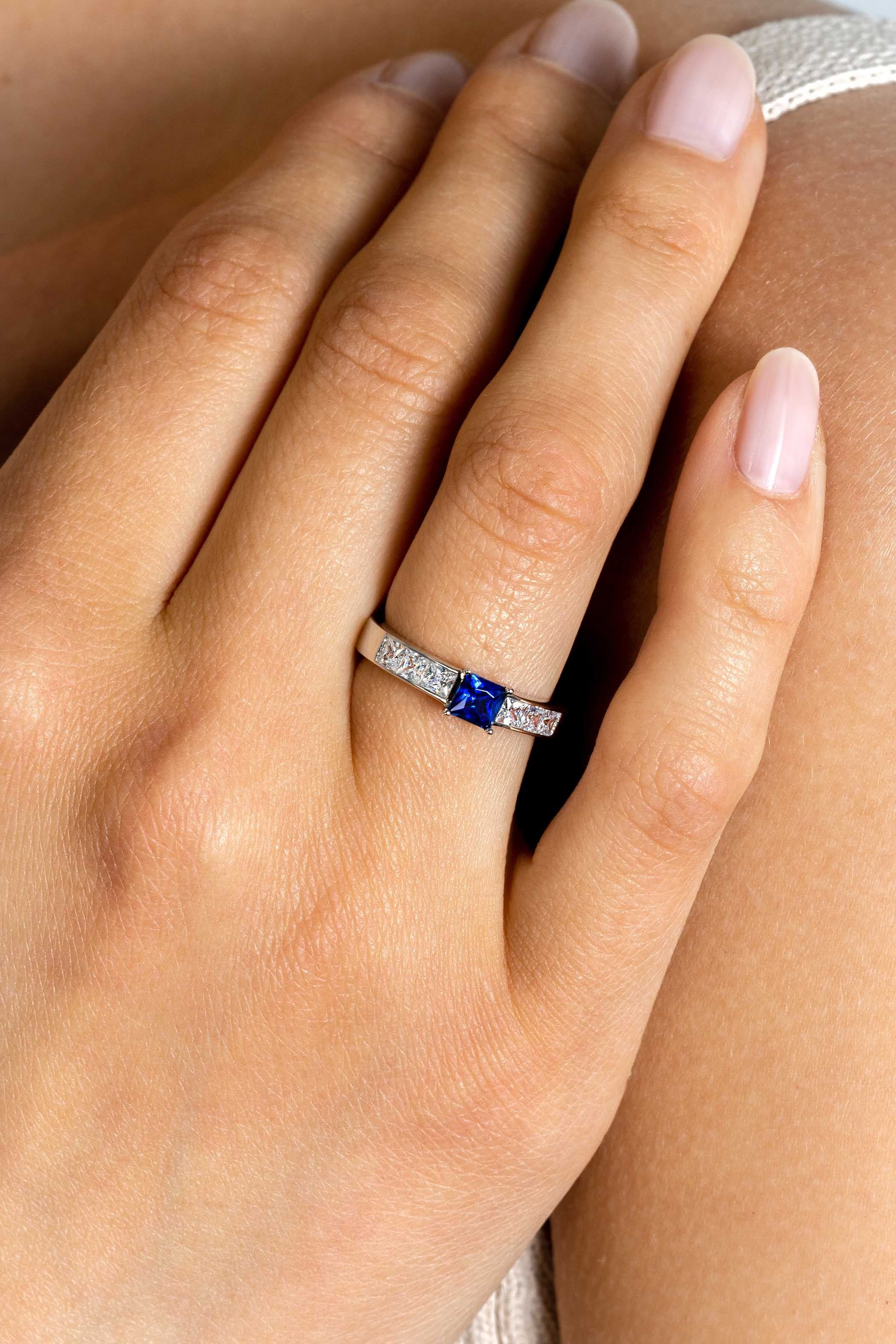 ZINZI Zilveren Ring met Blauw, Wit Zirkonia - ZIR2453