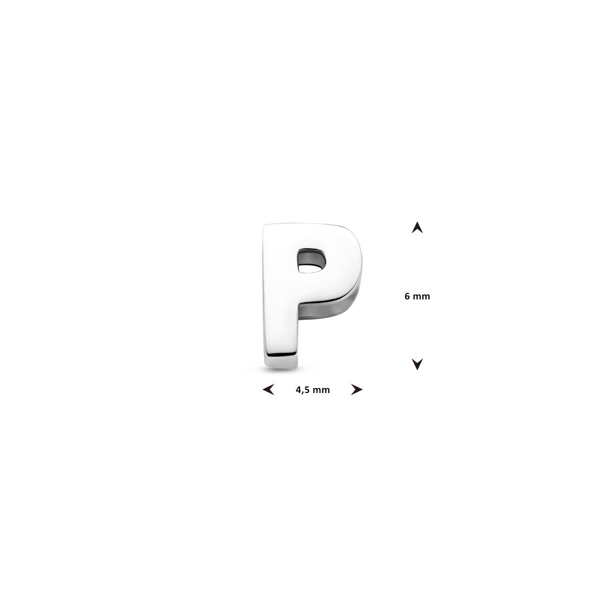 Hanger letter P 6 mm zilver #Letter_P