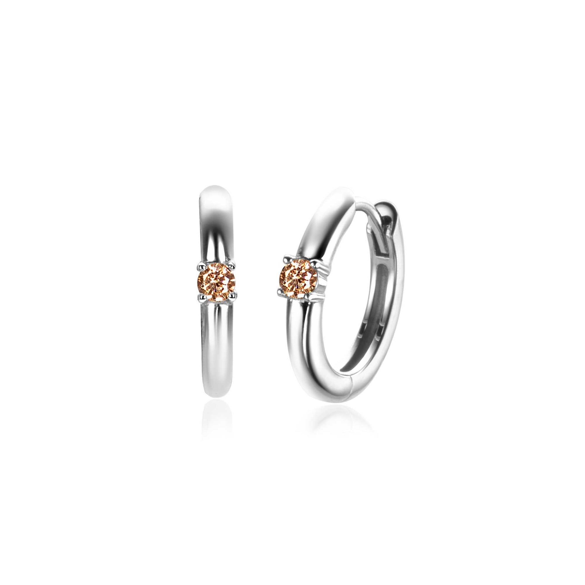 Zinzi oorringen NOVEMBER zilver met geboortesteen geel citrien zirkonia 13mm ZICRZ-NOV - PansiteNederland.nl