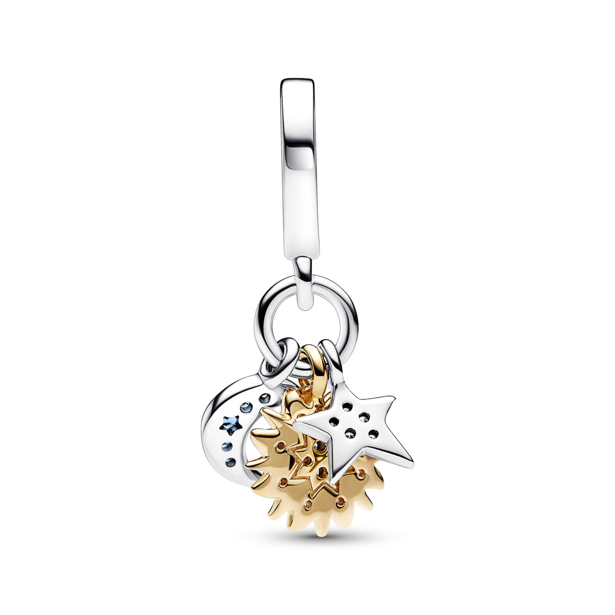 Pandora Tweekleurige Hemelse Driedubbele Hangende Bedel bicolor zilver en goudverguld 762676C01