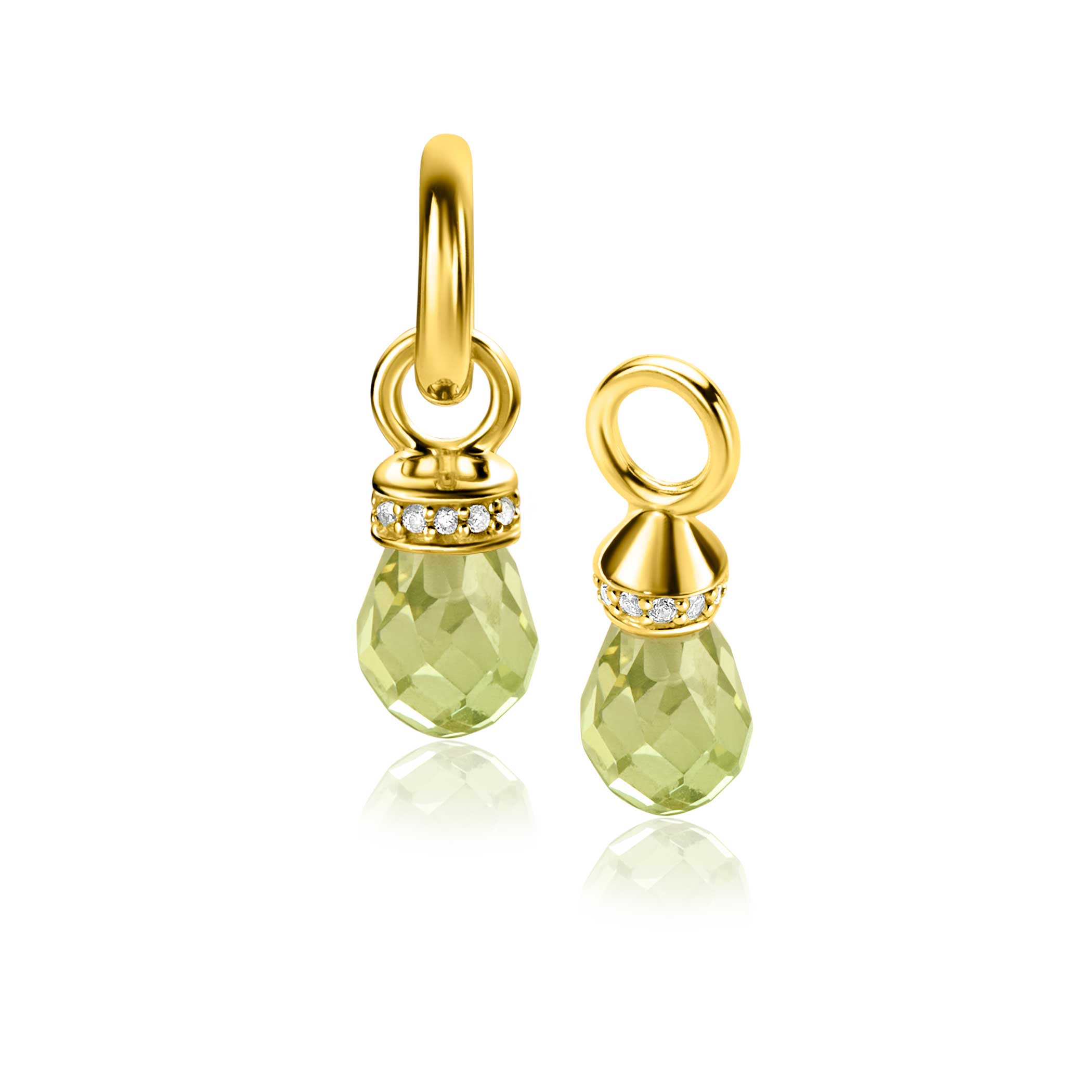 ZINZI Verguld Zilveren Oorbedels 17mm groen - ZICH2429