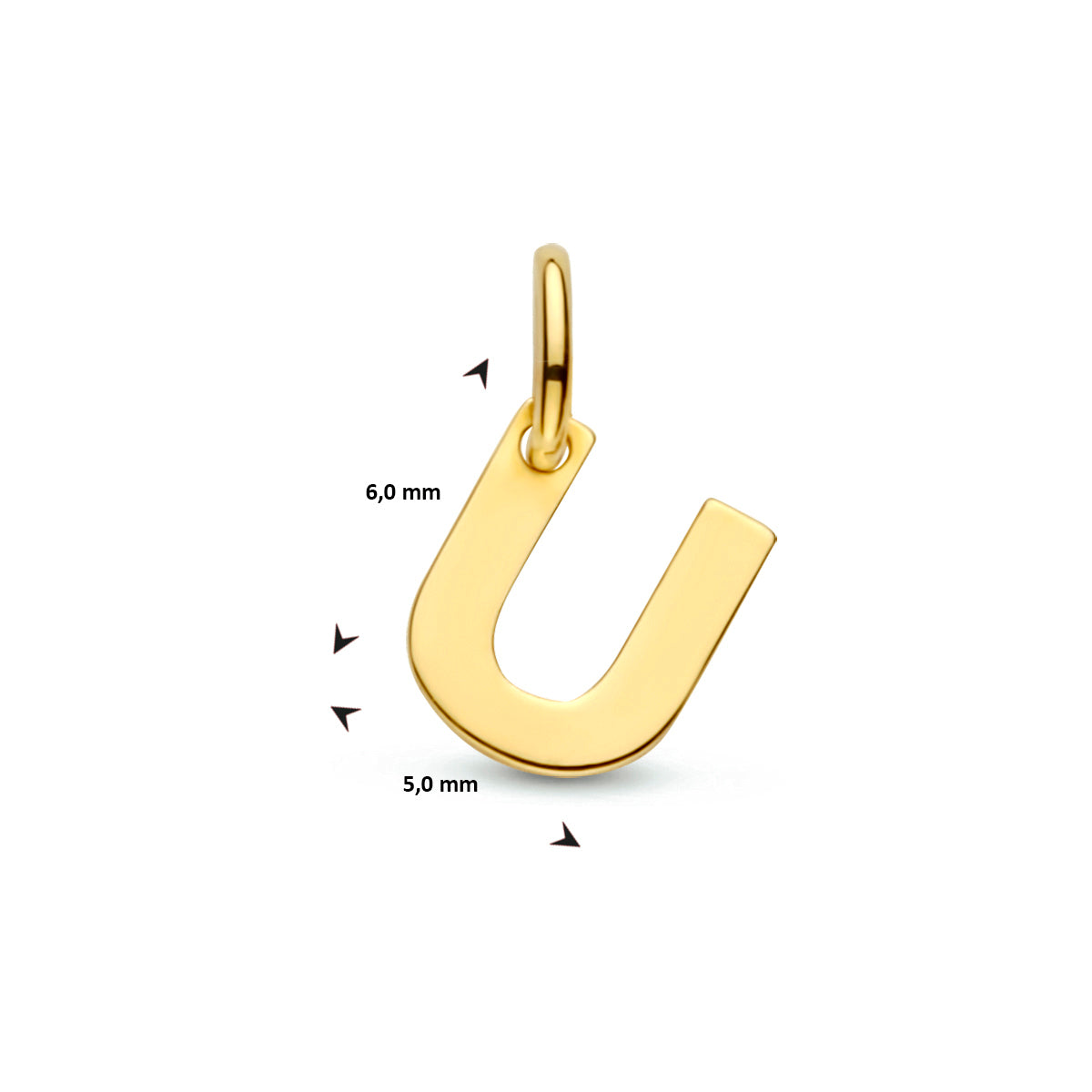 Hanger letter U 9K geelgoud #Letter_U
