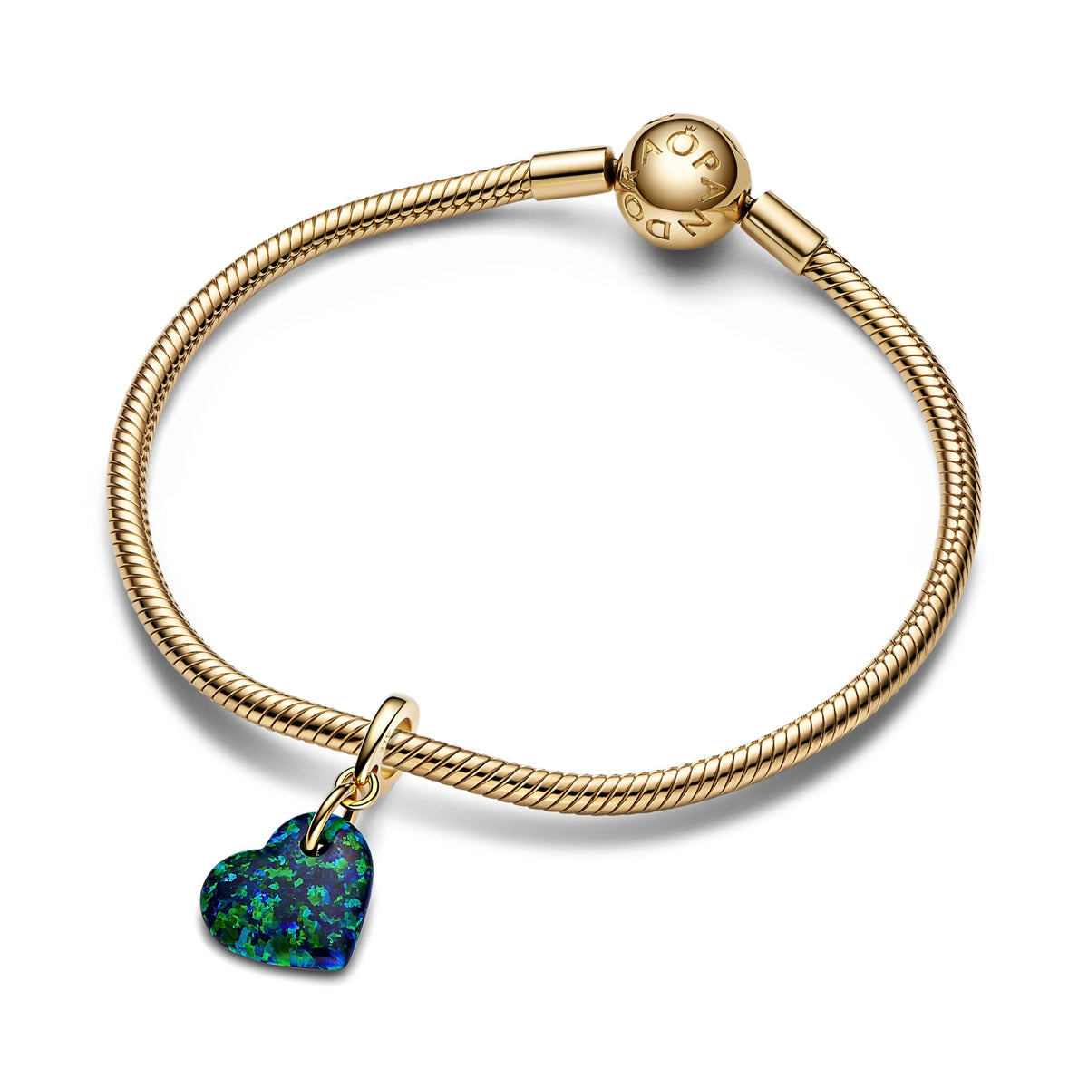 Pandora Opalescent Groen Hart Hangende Bedel goudverguld 763348C01