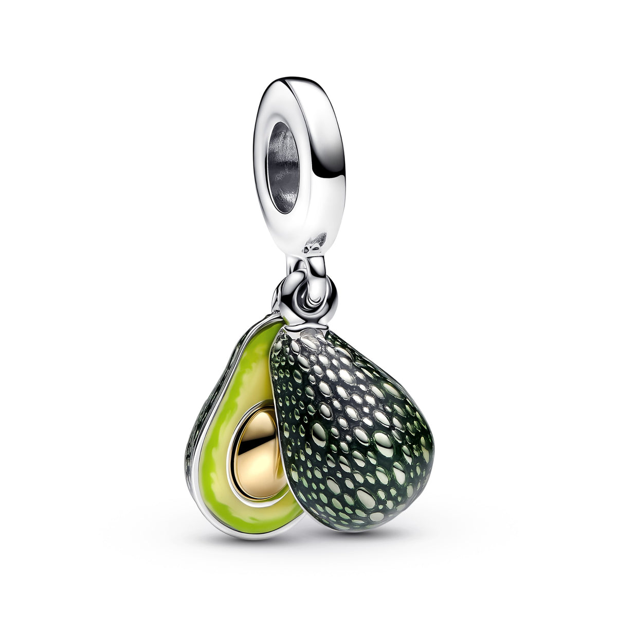 Pandora Avocado Dubbele Hangende Bedel bicolor zilver en goudverguld