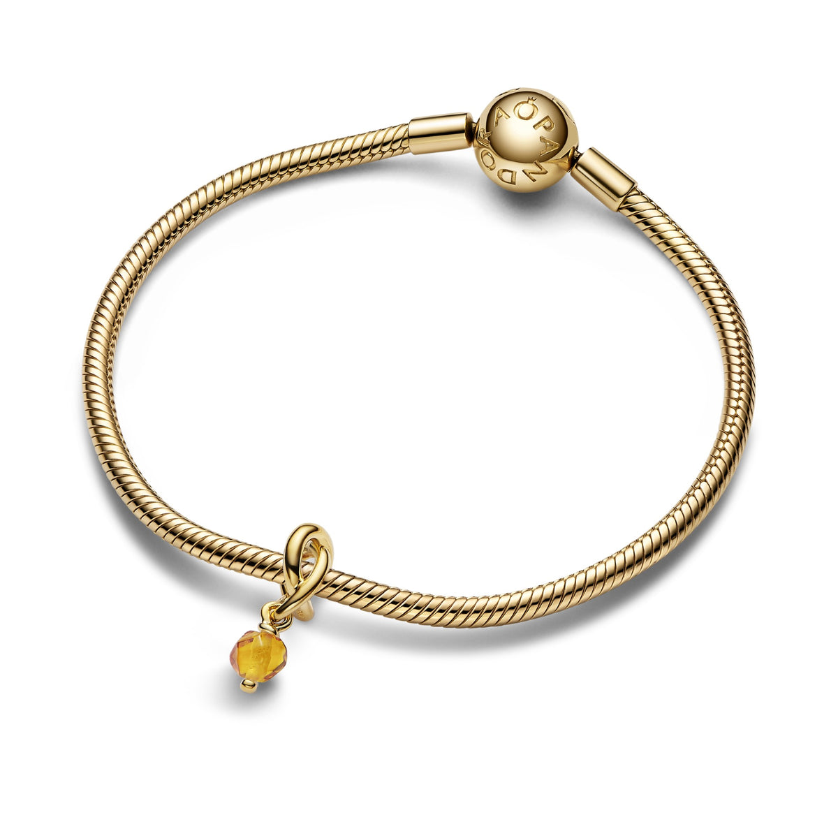 Pandora Facetgeslepen Honingkleurige Oneindigheidscirkel Hangende Bedel goudverguld 763462C11