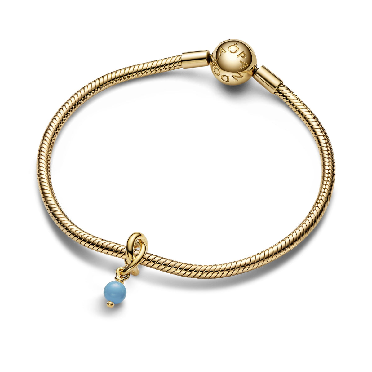 Pandora Turkooisblauwe Oneindige Cirkel Hangende Bedel goudverguld 763462C12