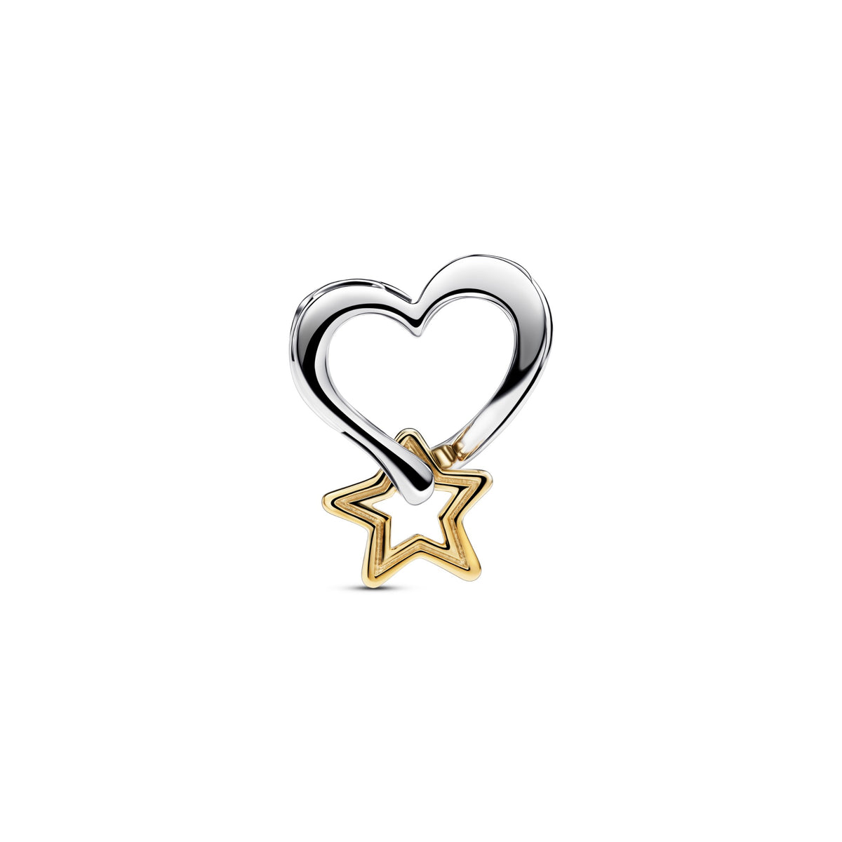 Pandora Bedel met geluksster en hart bicolor zilver en goudverguld 763513C00