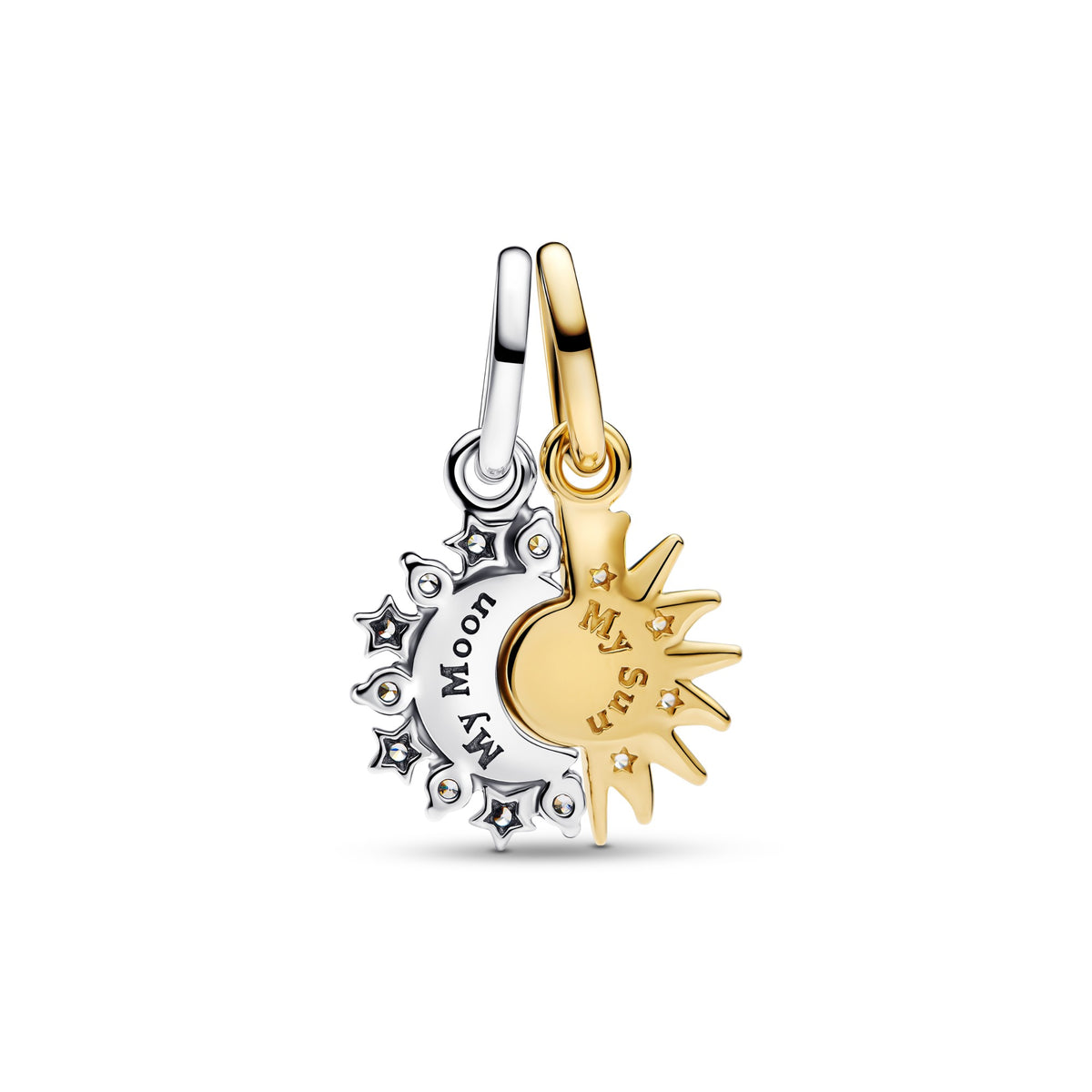 Pandora Deelbare hangende bedel met zon en maan bicolor zilver en goudverguld 763585C01