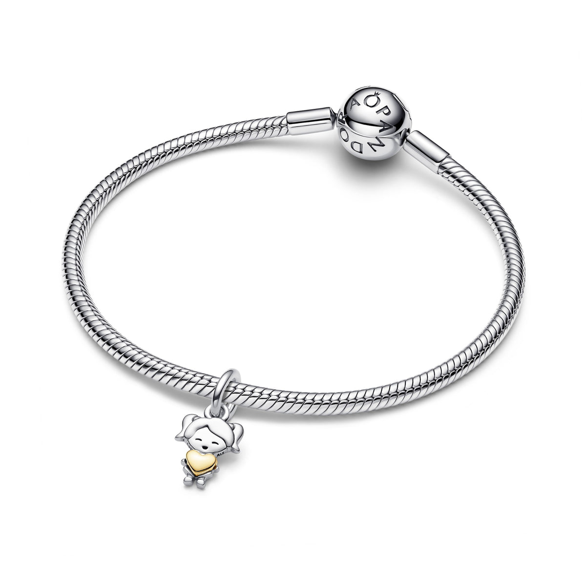 Pandora Hangende bedel met happy girl bicolor zilver en goudverguld 763601C00