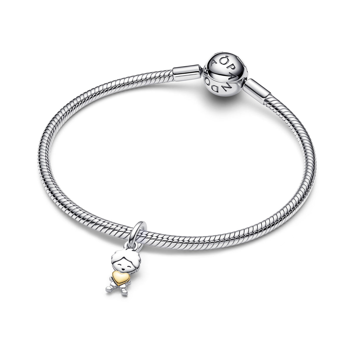 Pandora Hangende bedel met happy boy bicolor zilver en goudverguld 763602C00