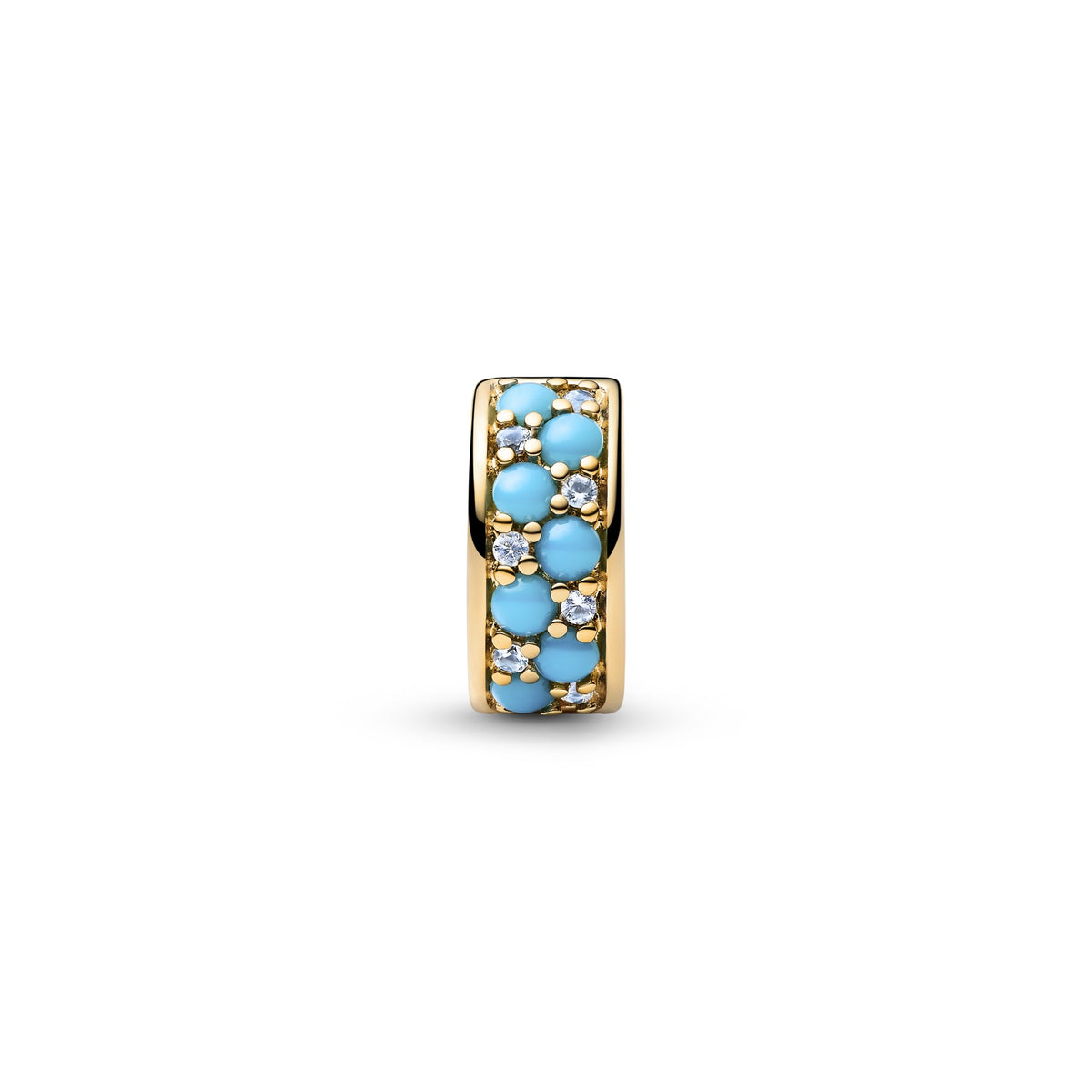 Pandora Aquablauwe Clip Bedel goudverguld 763902C01