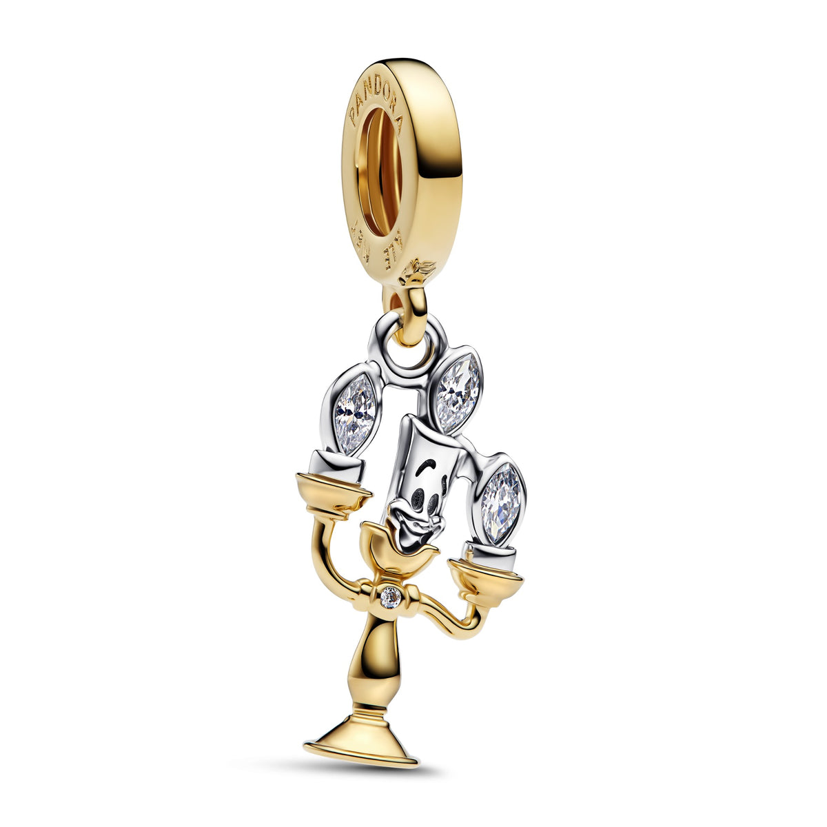 Pandora Hangende bedel Disney Belle en het Beest Lumière bicolor zilver en goudverguld