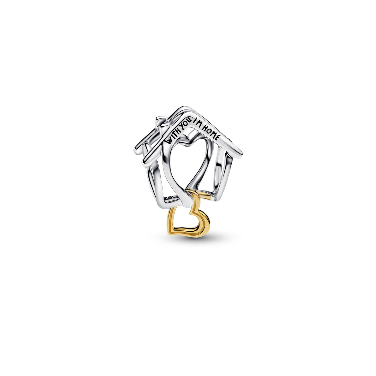 Pandora Huis en Hart Bedel bicolor zilver en goudverguld