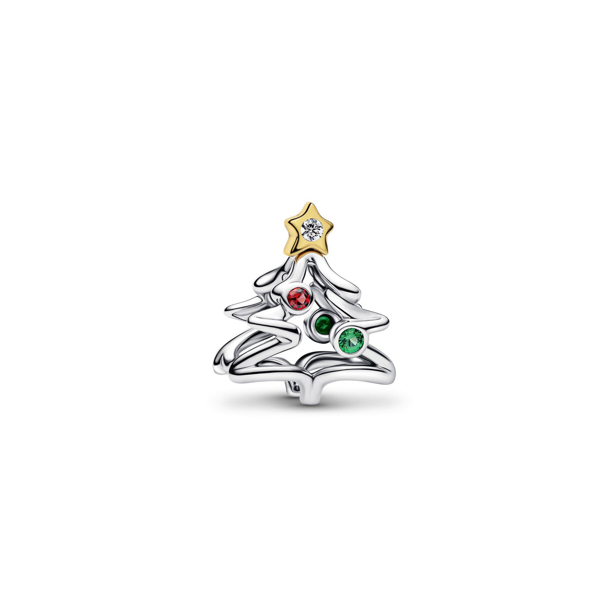 Pandora Kerstboom Bedel bicolor zilver en goudverguld