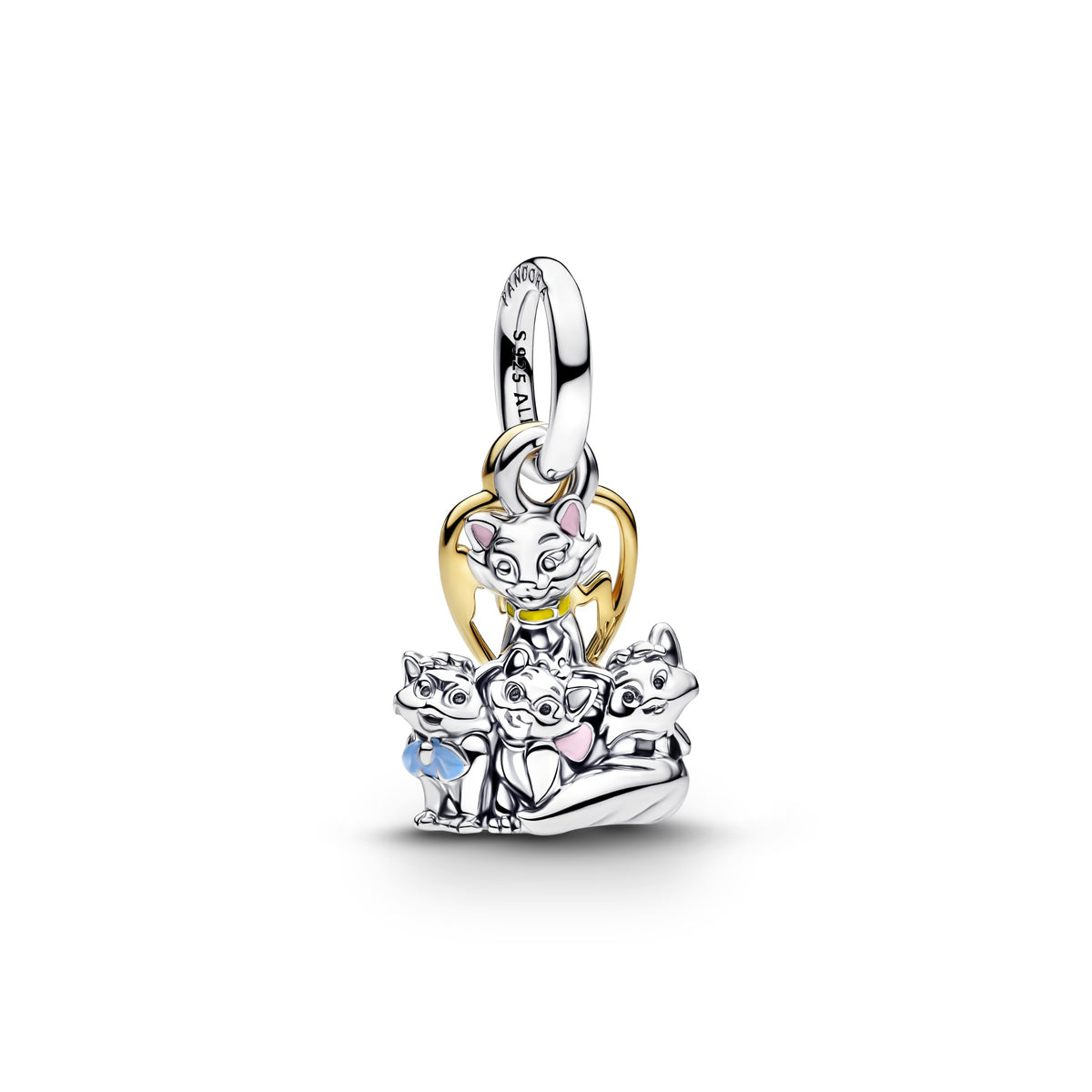 Pandora Disney Aristocaten Hertogin & Kittens Hangende Bedel bicolor zilver en goudverguld