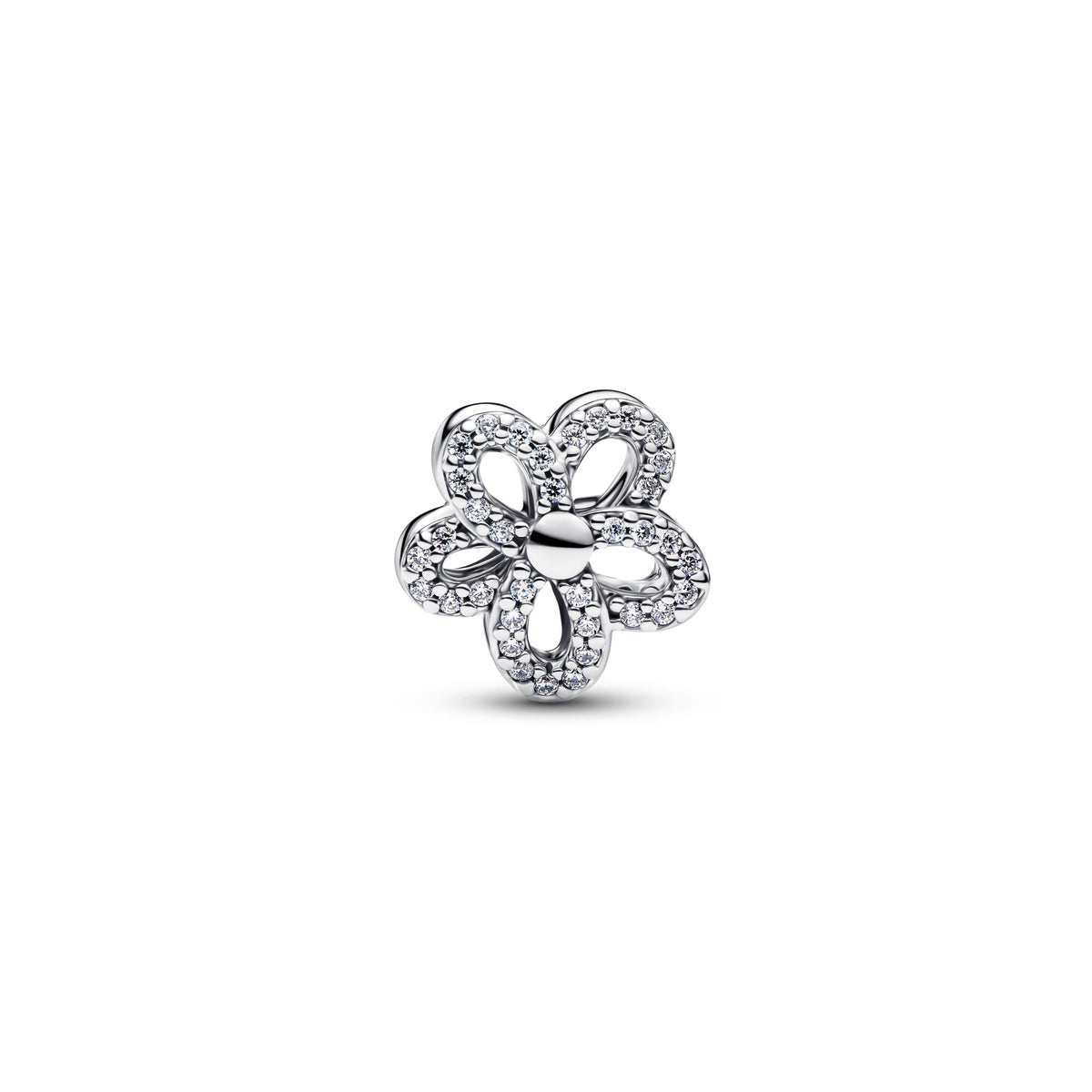 Pandora Pavé Bloem Opengewerkte Bedel bicolor zilver en goudverguld 764480C01