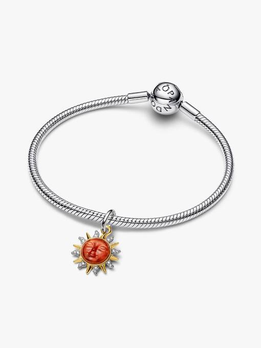 Pandora Wervelende Zon Tweekleurige Hangende Bedel bicolor zilver en goudverguld 764703C01