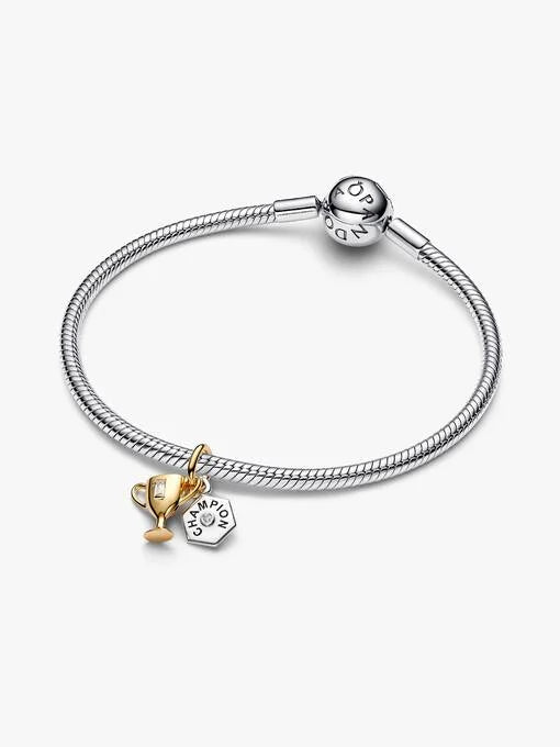 Pandora Graveerbare Trofee Dubbele Hangende Bedel bicolor zilver en goudverguld 764715C01
