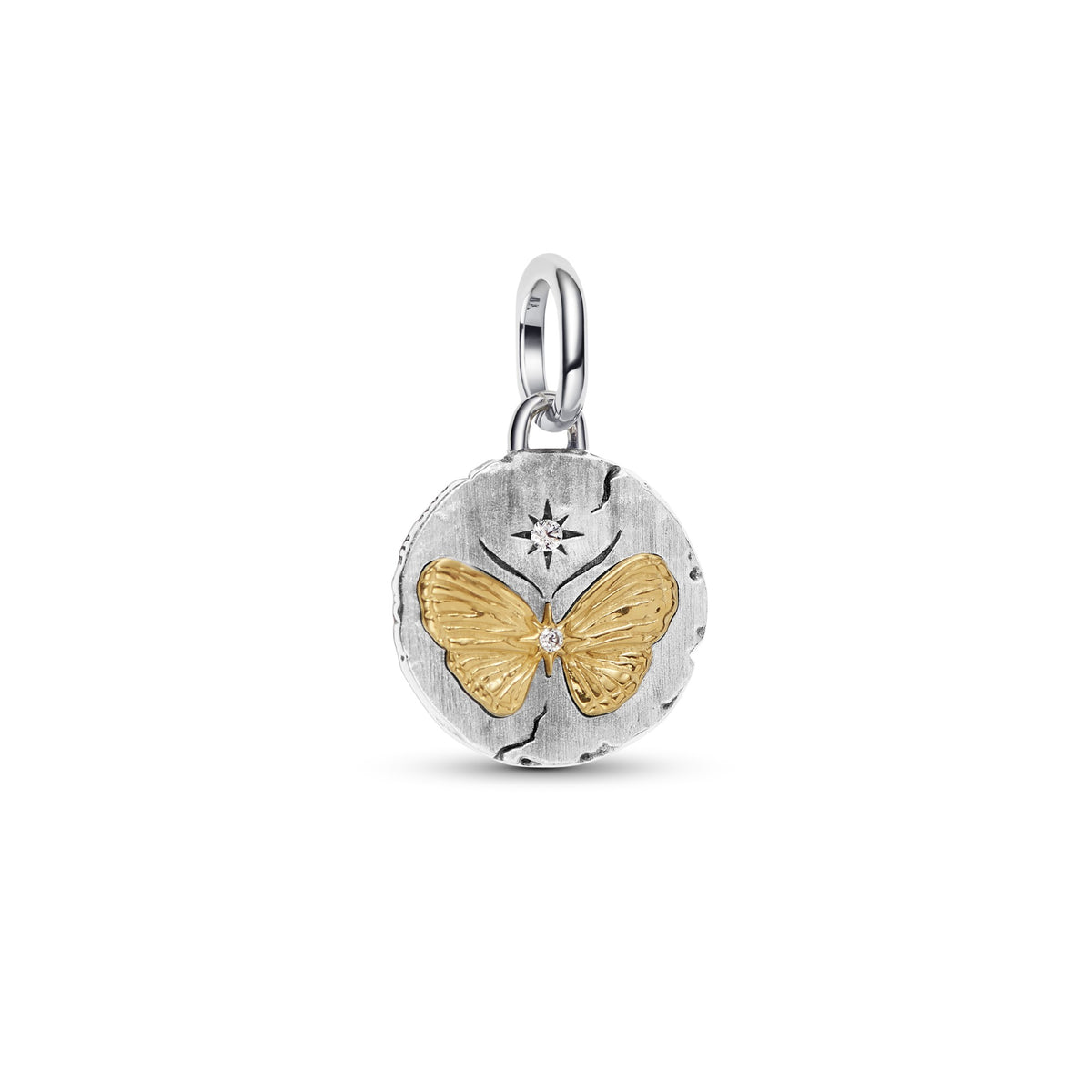 Pandora Vlinder Medaillonbedel bicolor zilver en goudverguld