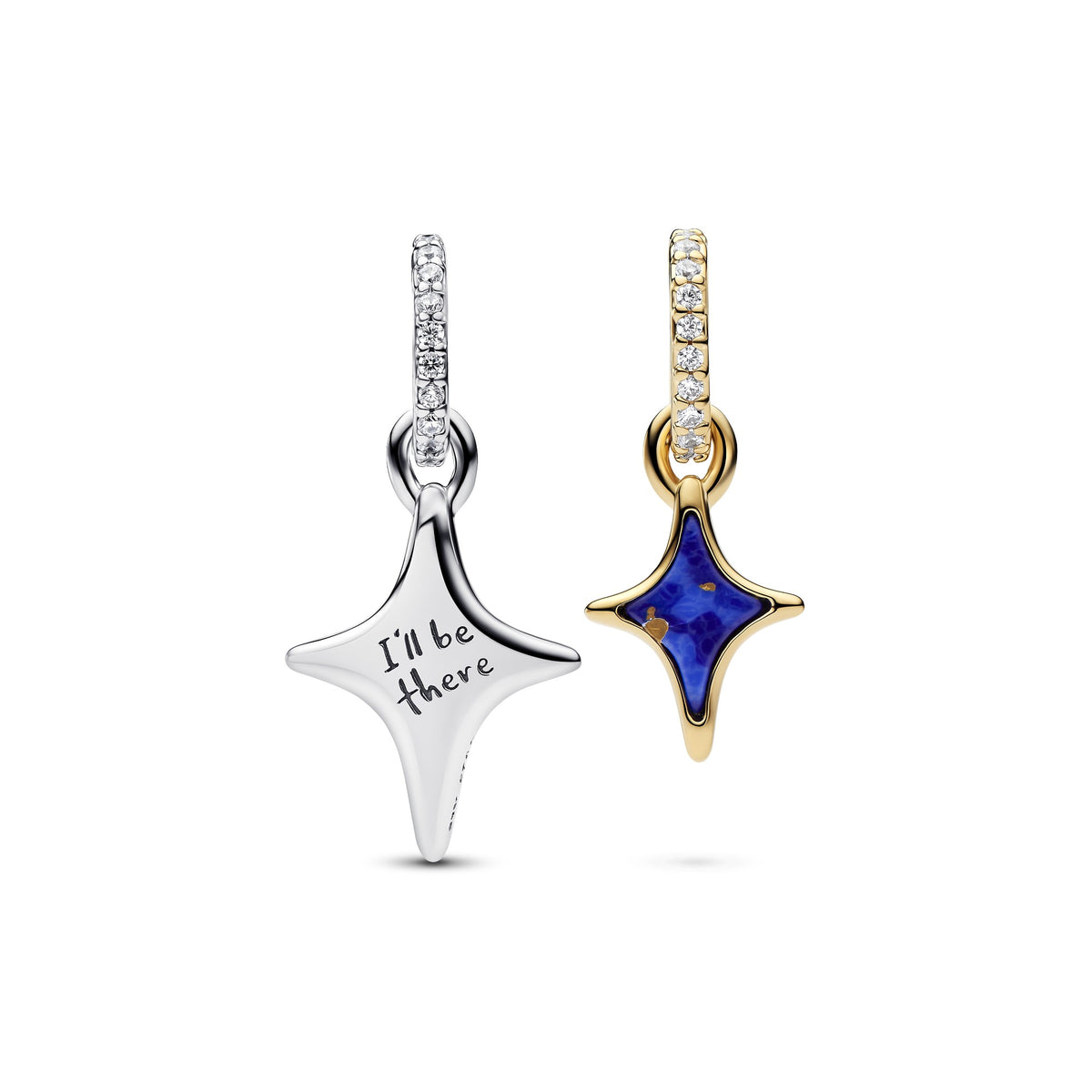 Pandora Splitsbare Sterren Dubbele Hangende Bedel bicolor zilver en goudverguld