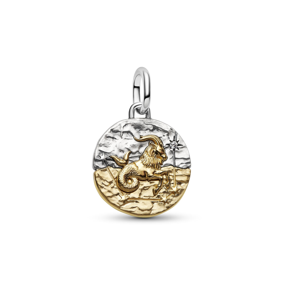 Pandora Dierenriem Steenbok Medaillonbedel bicolor zilver en goudverguld