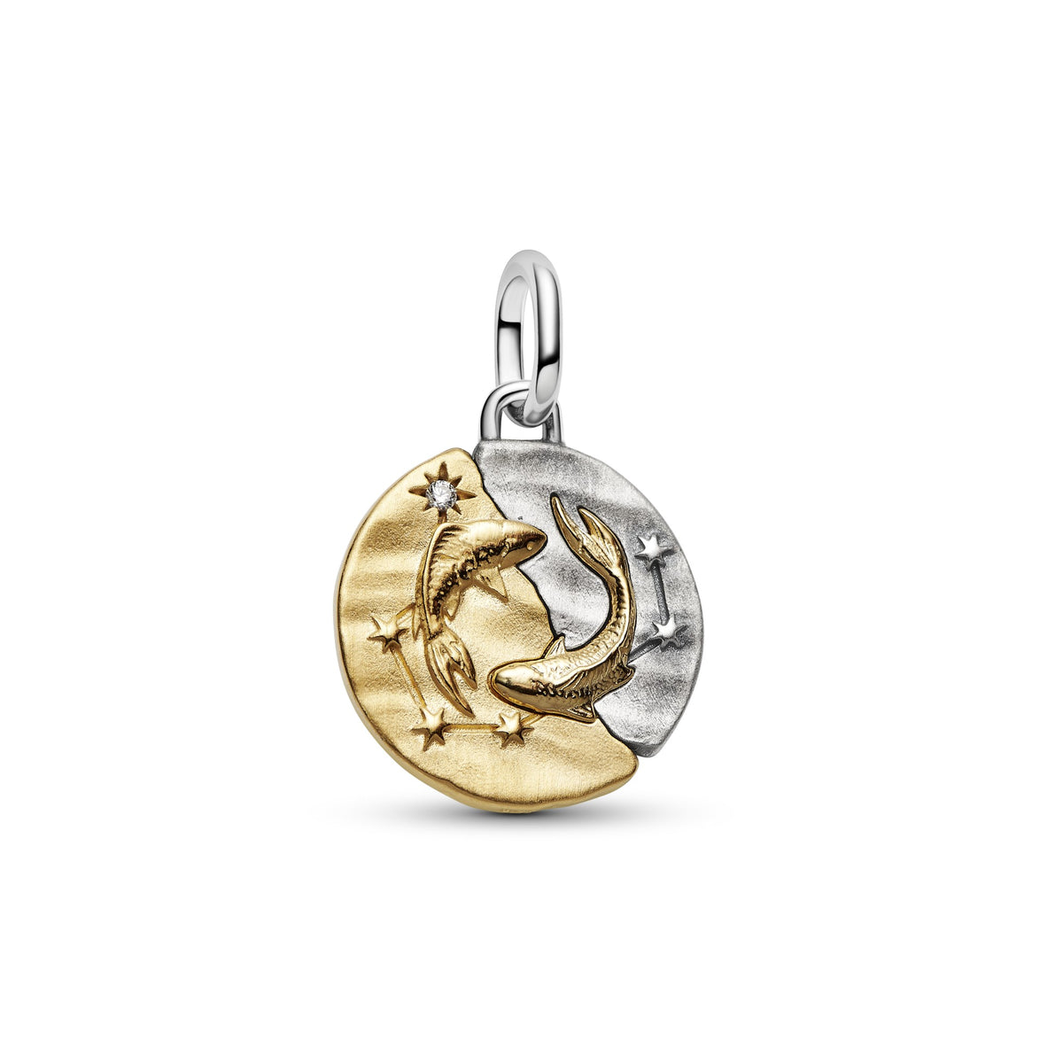 Pandora Dierenriem Vissen Medaillonbedel bicolor zilver en goudverguld