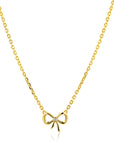 ZINZI Gold Plated Zilveren Ketting met Strik Hanger en Witte Zirkonia 42-45cm ZIC2724Y