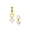 Zinzi Gold 14 krt gouden oorbedels bezet met witte zirkonia 6mm in chatonzetting ZGCH423 (zonder oorringen)
