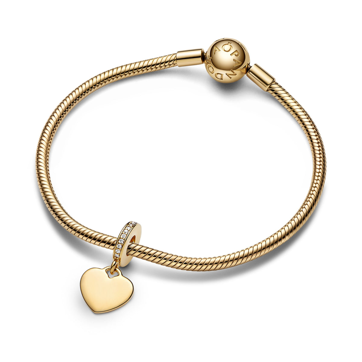 Pandora Graveerbare Hart Plaat Bedel goudverguld 768761C01
