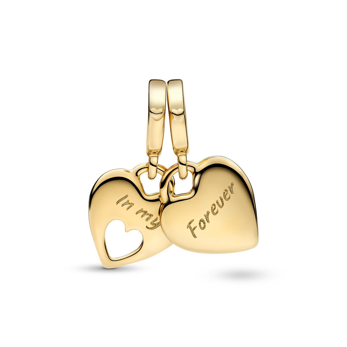 Pandora Hangende Bedel Gedeeld Dubbel Hart goudverguld 769187C01
