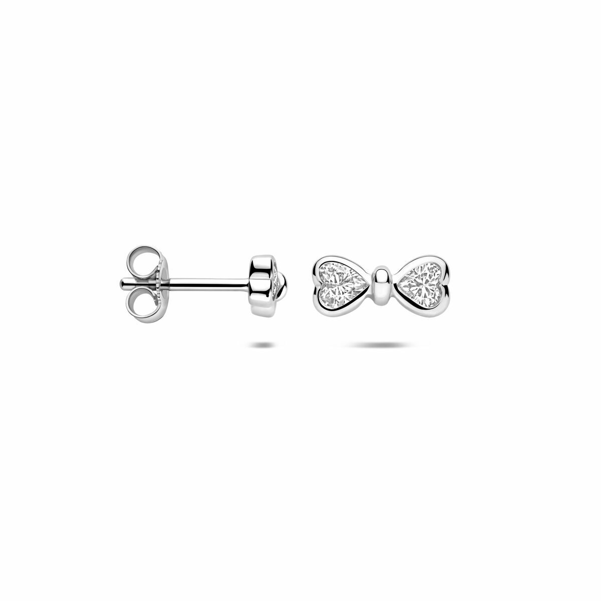 Zilveren gerhodineerde oorknoppen strik zirkonia 4 mm - 1341844