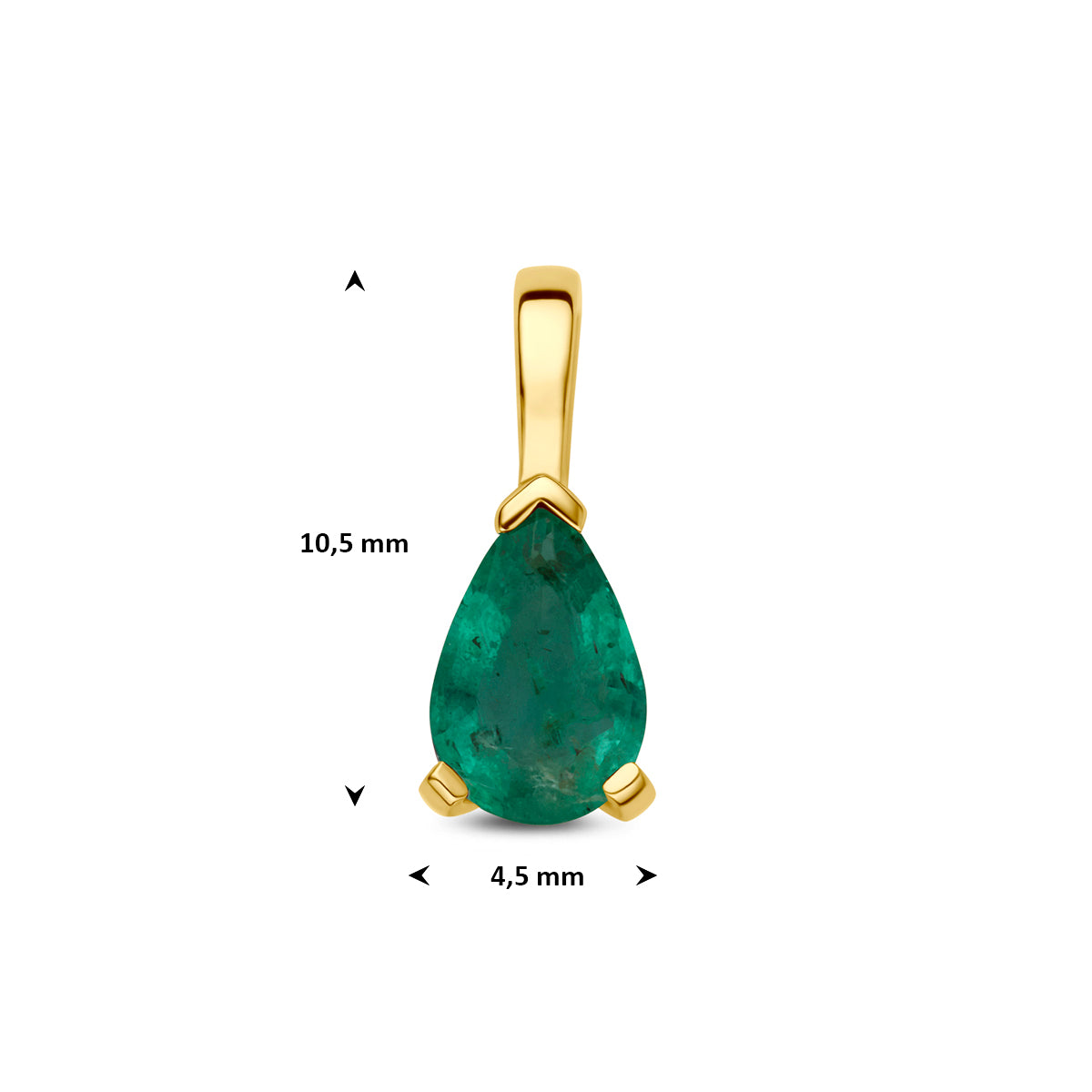 Hanger smaragd 14K geelgoud 10,5 mm