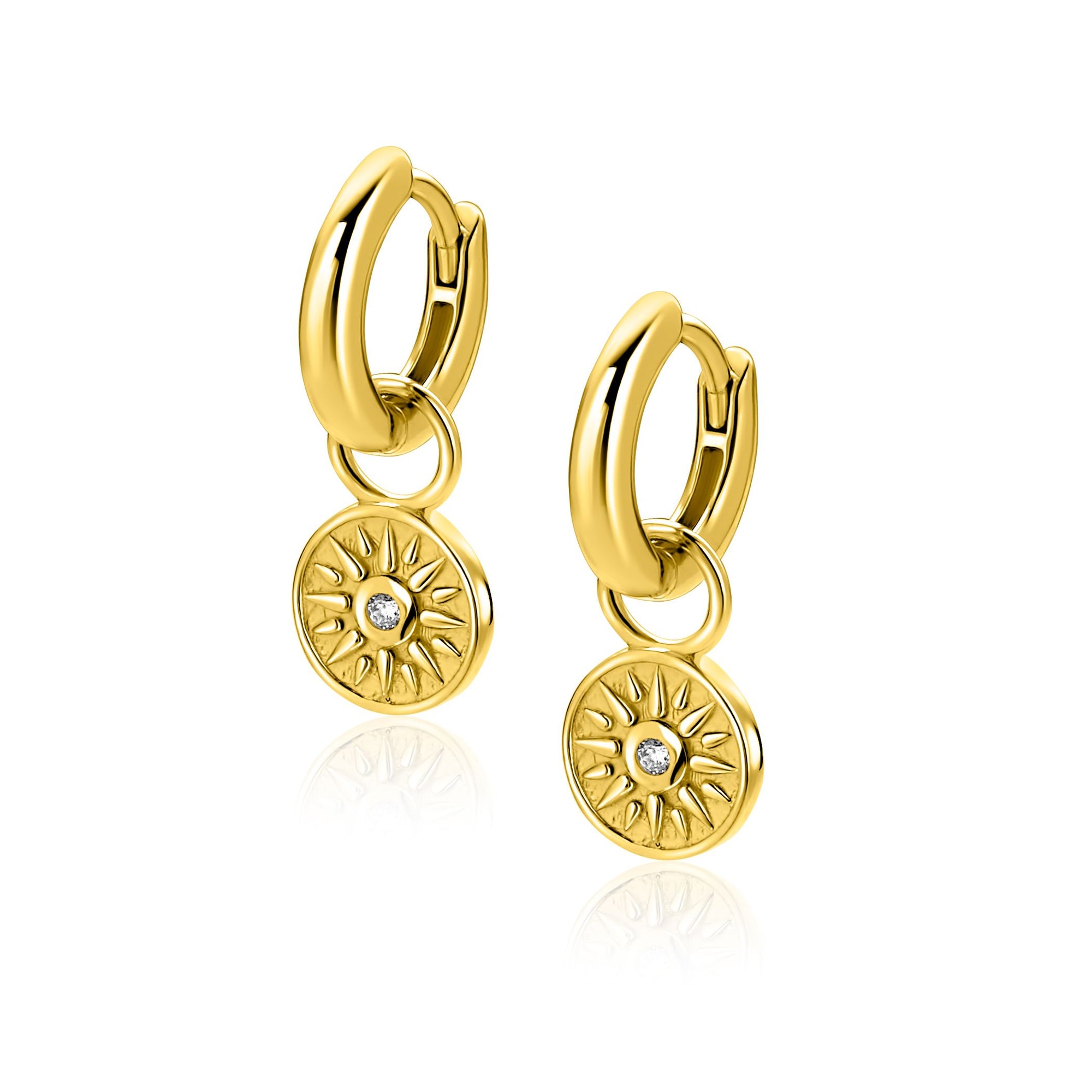 ZINZI gold plated zilveren oorbedels zon 8mm ZICH2741 (zonder oorringen) - PansiteNederland.nl