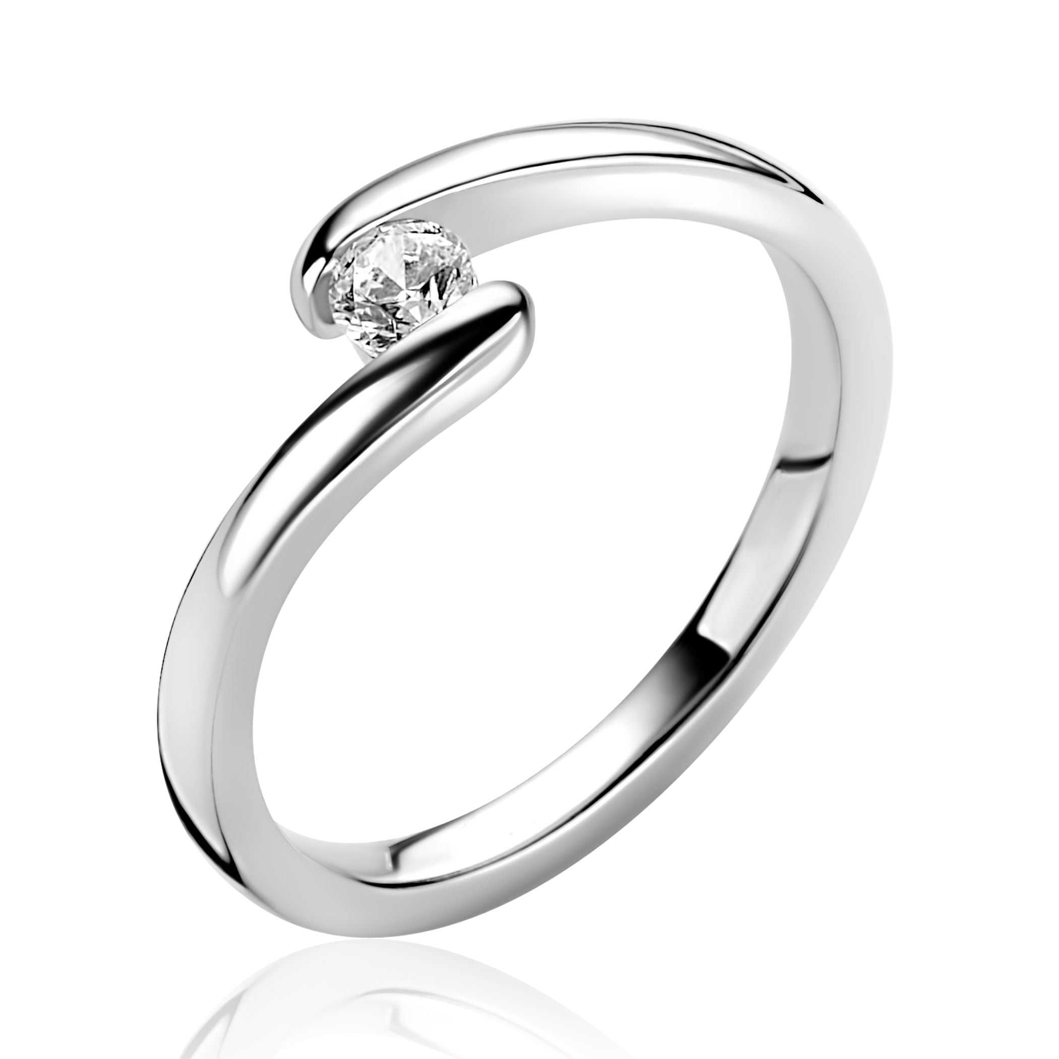 ZINZI Zilveren Ring met Witte Zirkonia - ZIR2766