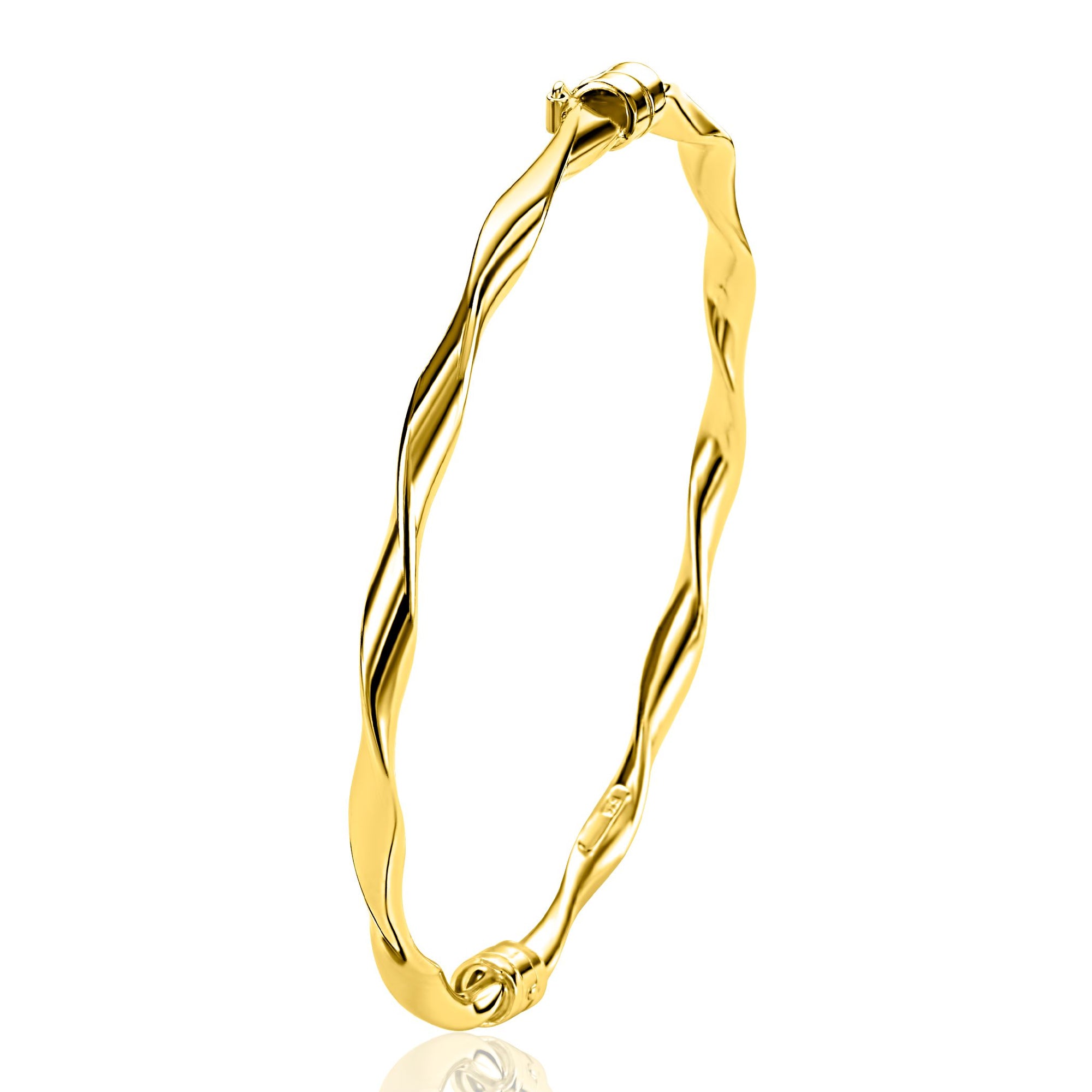 ZINZI gold plated bangle armband met gedraaide buis 4mm ZIA2756G