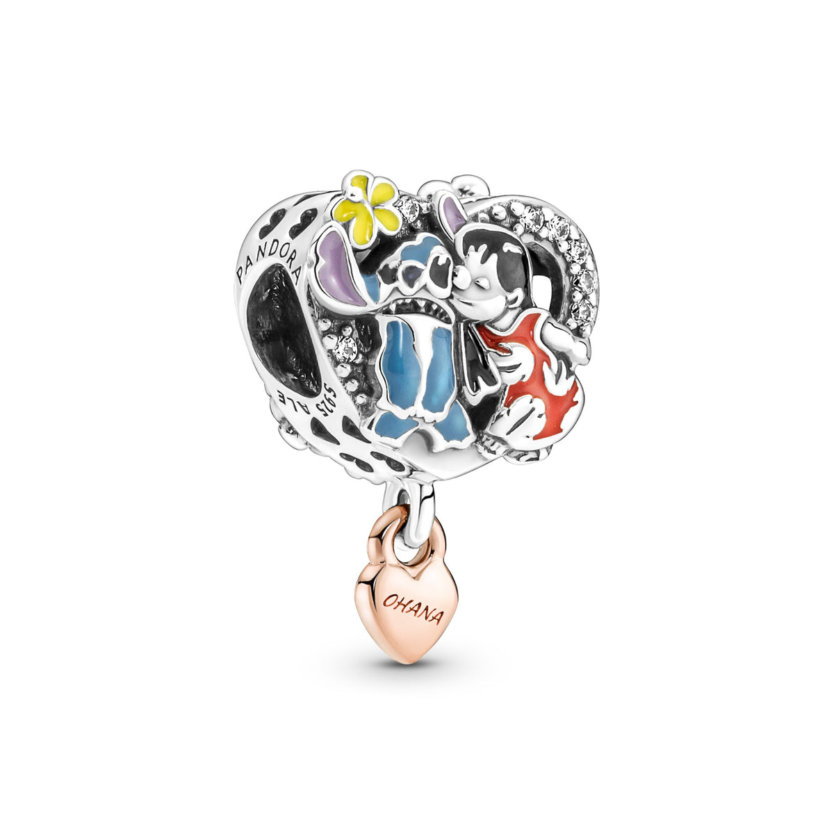 Pandora Disney Lilo & Stitch Ohana Bedel bicolor zilver en roségoudverguld