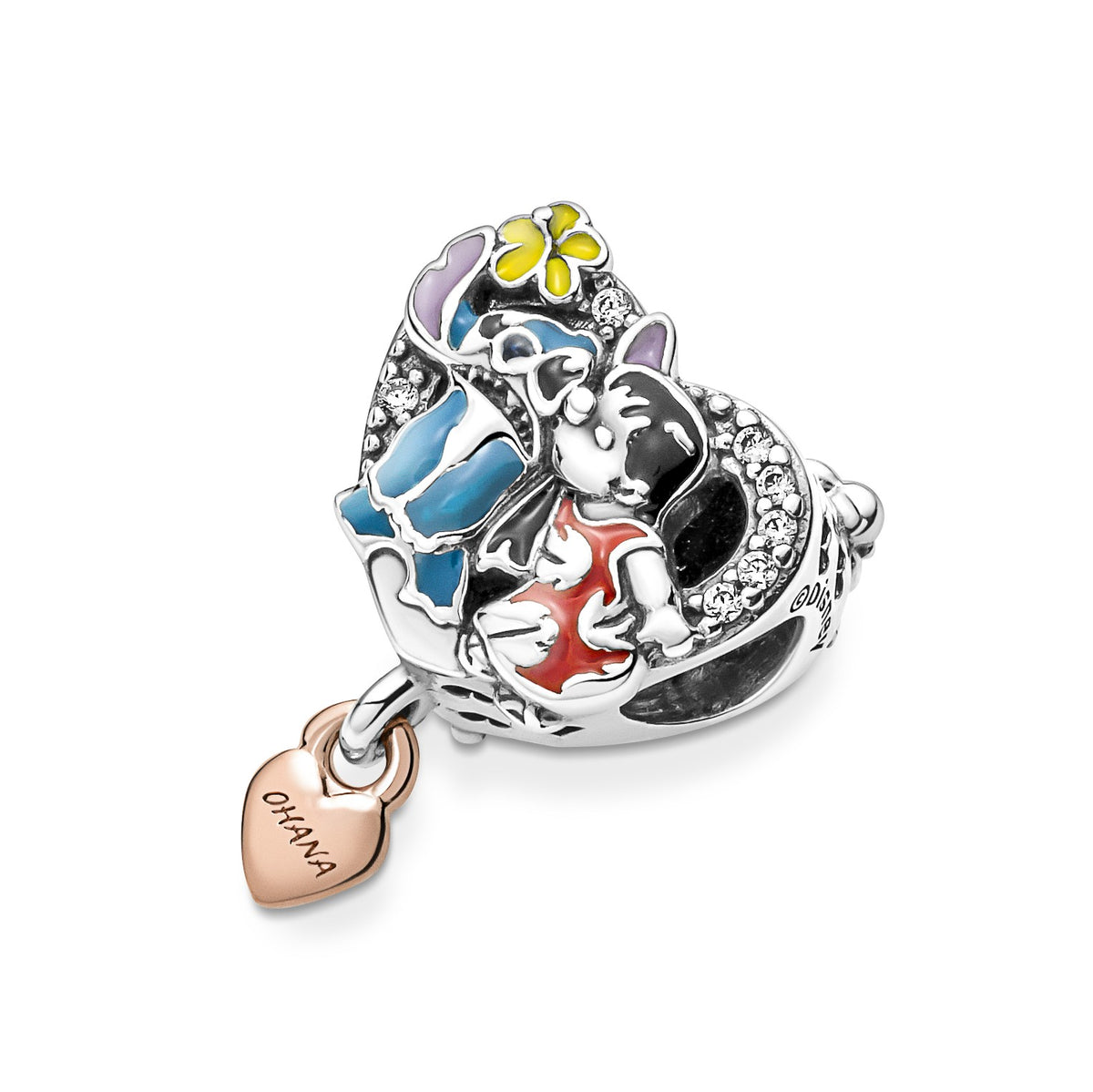 Pandora Disney Lilo & Stitch Ohana Bedel bicolor zilver en roségoudverguld 781682C01