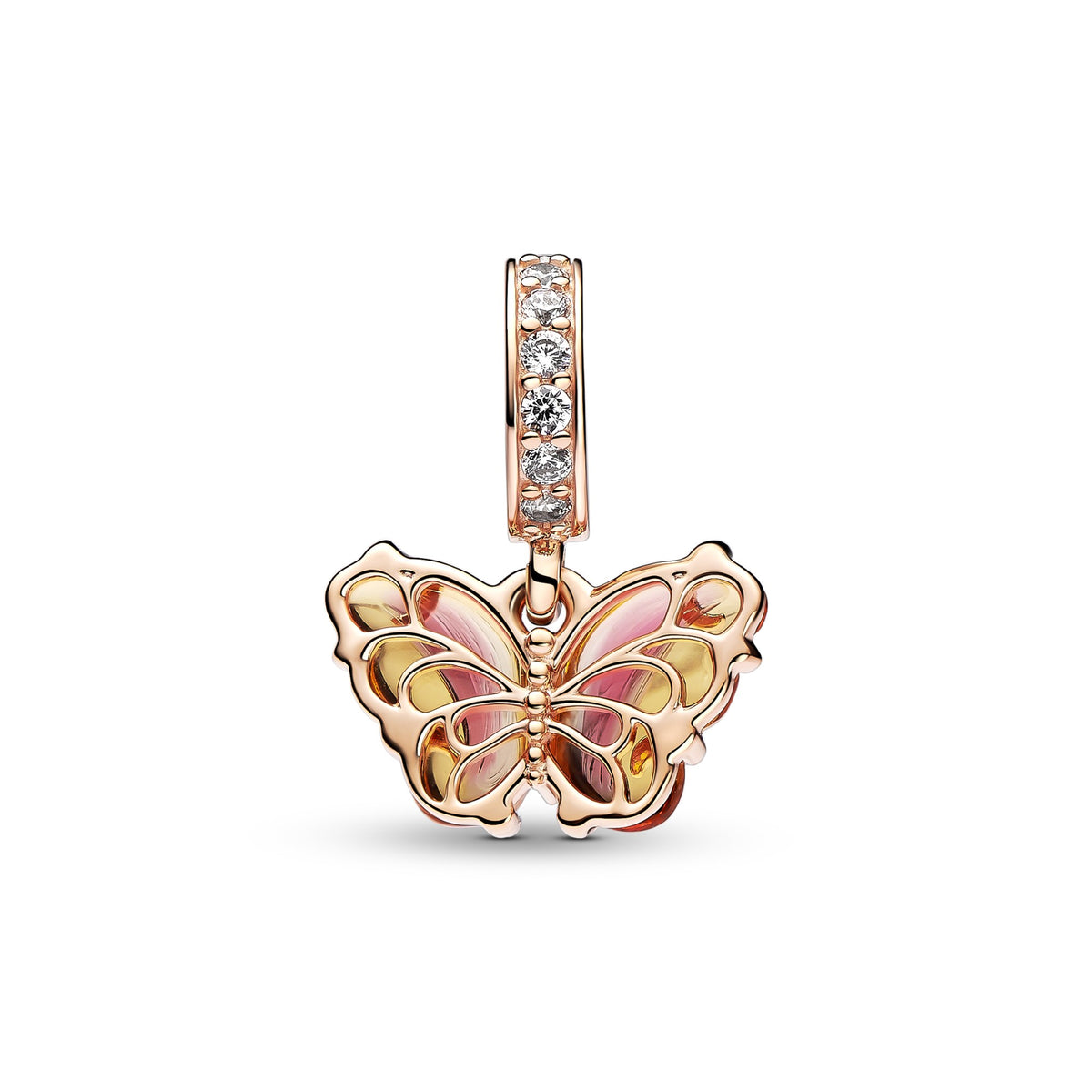 Pandora Roze en Gele Muranoglazen Vlinder Hangende Bedel roségoudverguld 782698C01