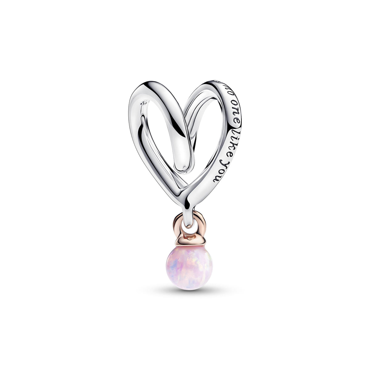 Pandora Tweekleurig Gedraaid Hartbedel bicolor zilver en roségoudverguld 783242C01